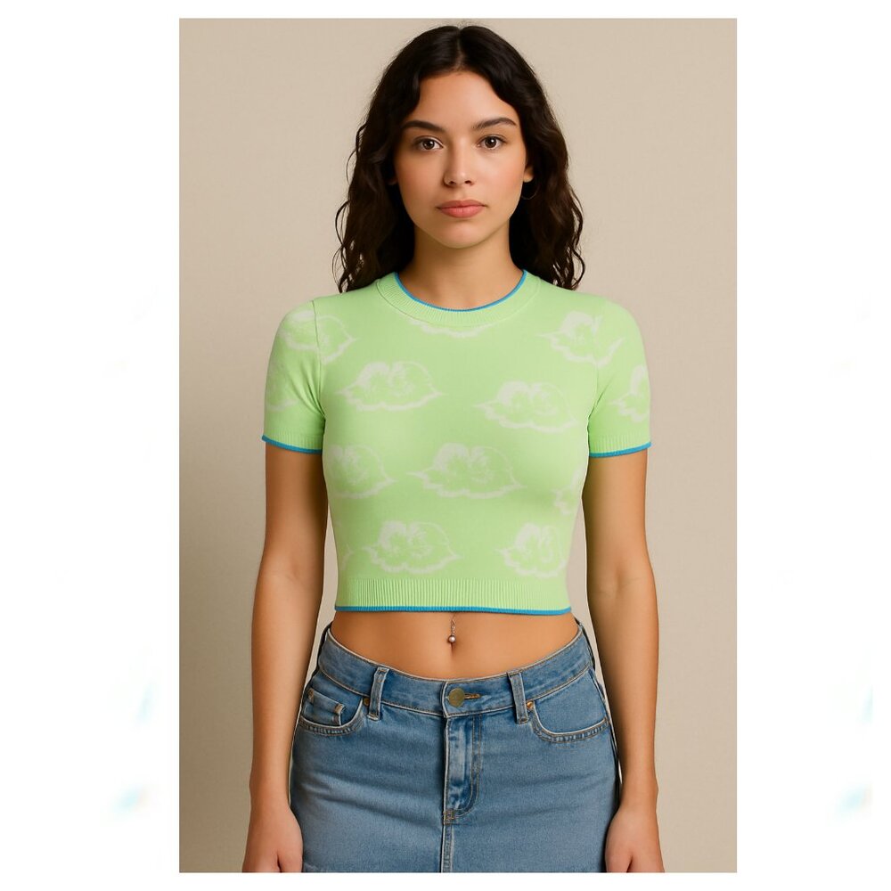 FIORUCCI Angel Print Crop Sweater